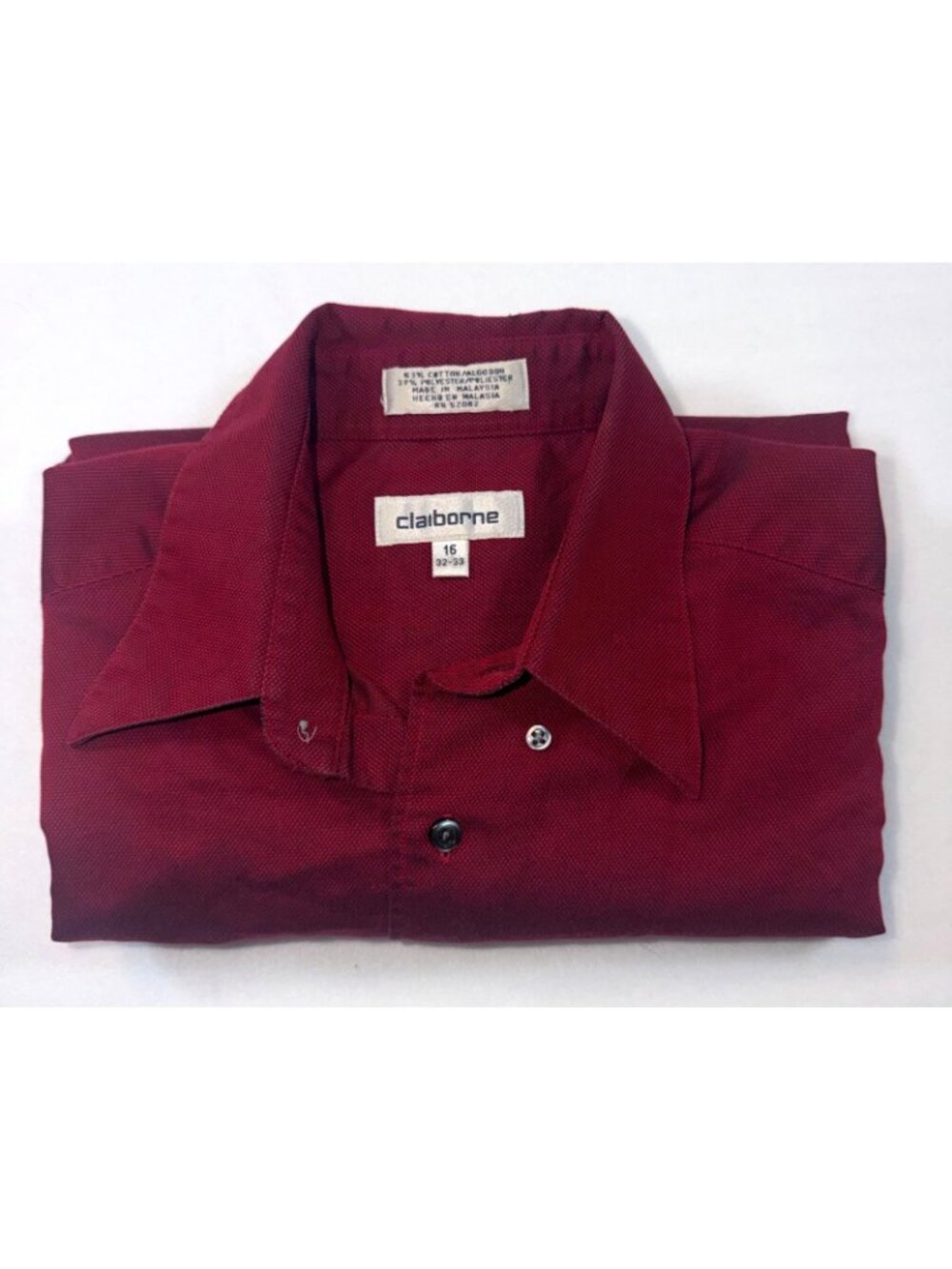 Claiborne Men's Dress Shirt 16 32/33 Red Long Sleeve Button Up Office Work - Picture 8 of 8